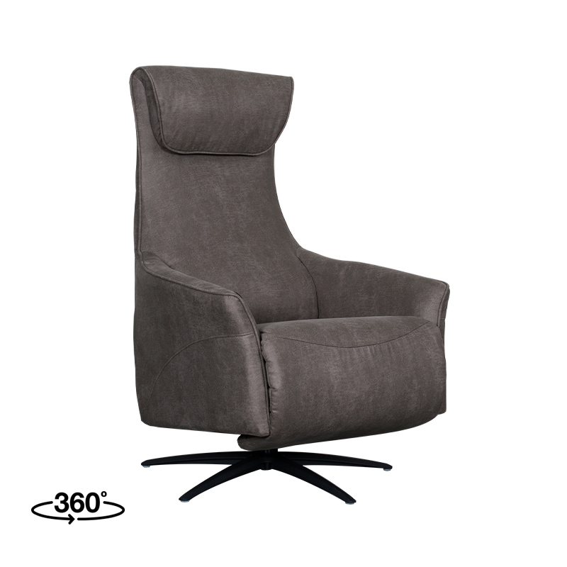 Fauteuil I_Lund - Pivotant - Accoudoir - Anthracite - GRIJS - Micro Suede - Modern - LABEL51