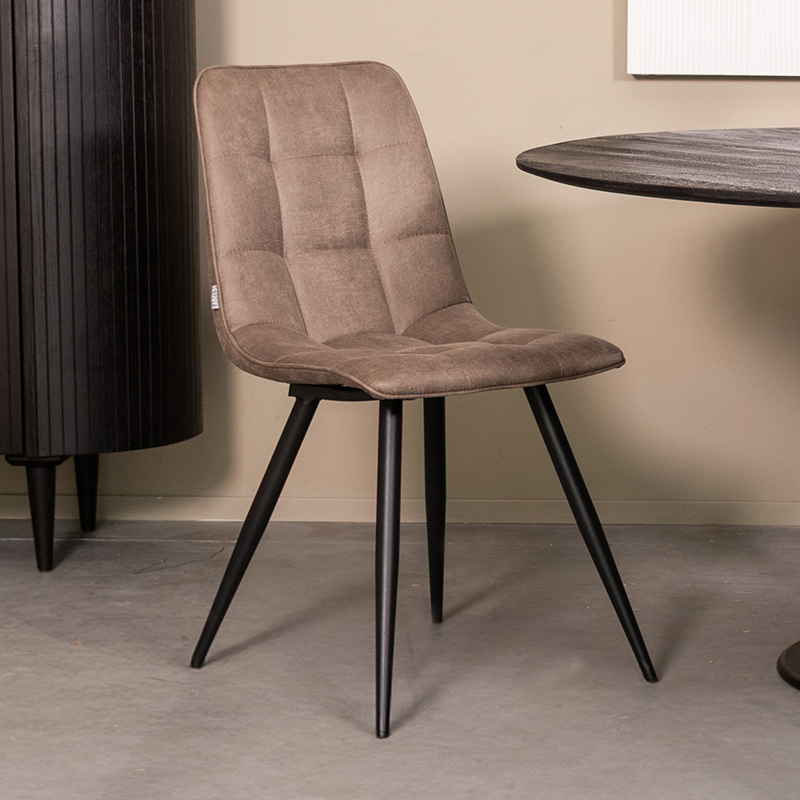 Eetkamerstoel I_Bistro - Taupe - Marron - Micro Suede - Modern - LABEL51