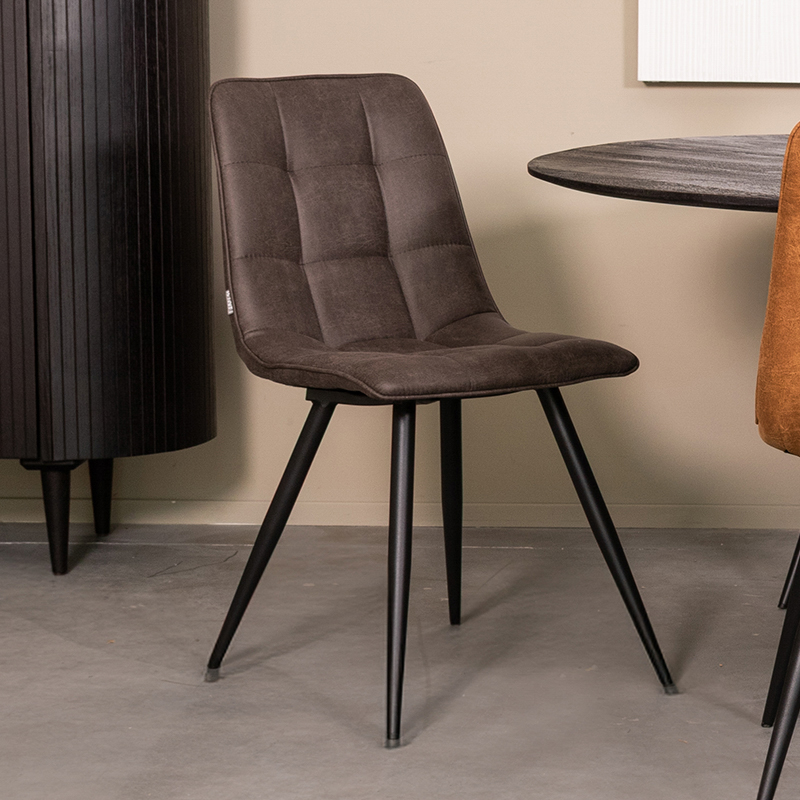 Eetkamerstoel I_Bistro - Anthracite - GRIJS - Micro Suede - Modern - LABEL51