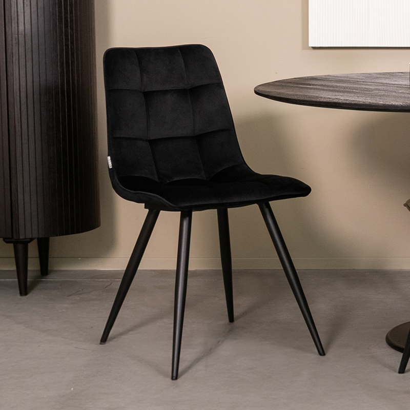 Eetkamerstoel I_Bistro - Noir - ZWART - Velours - Modern - LABEL51