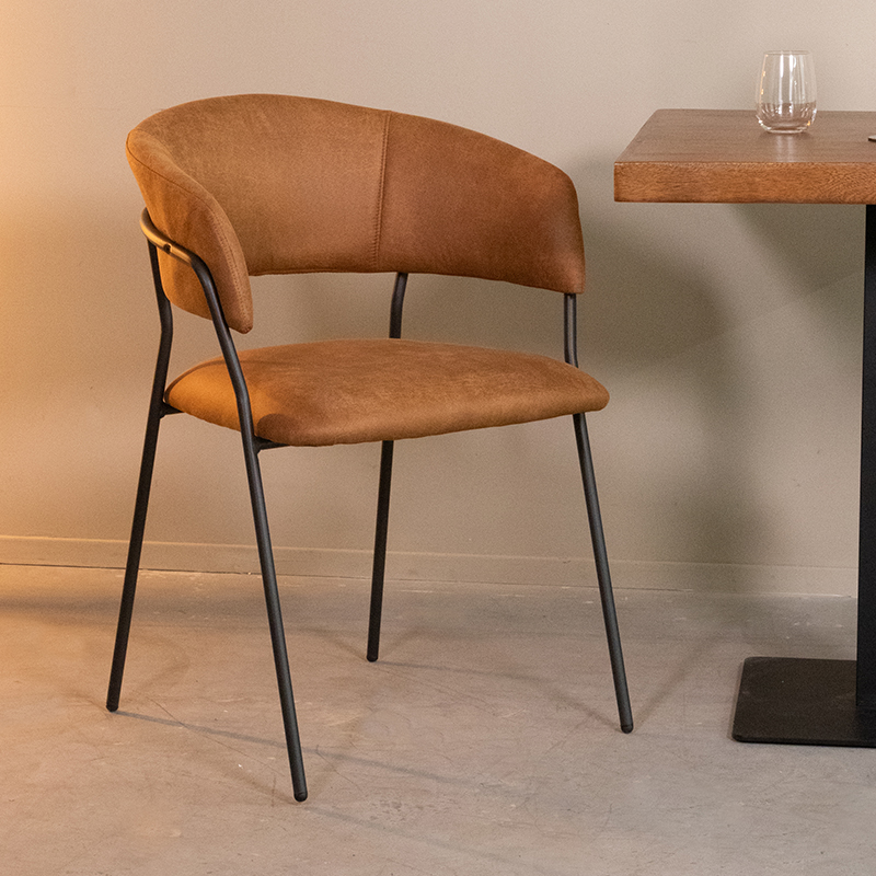 Eetkamerstoel I_Luuk - Accoudoir - Cognac - BRUIN - - Modern - LABEL51