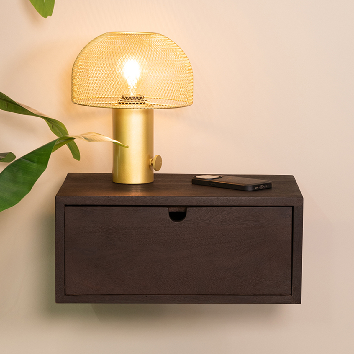 Wandplank en opberger I_Hover - Espresso - Marron - Bois de mangue - Minimaliste - LABEL51