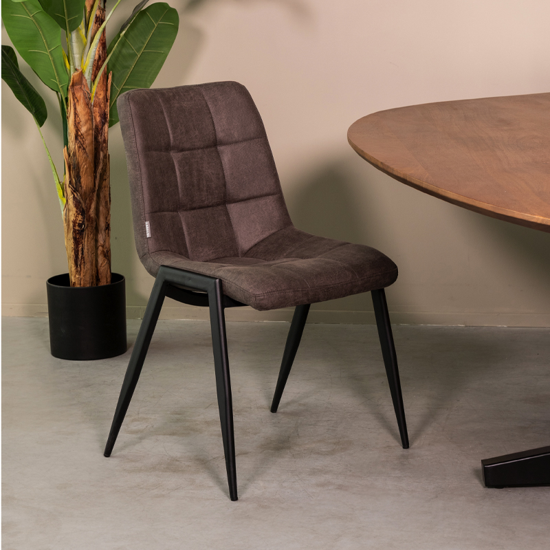 Eetkamerstoel I_Noor - Anthracite - Gris - Micro Suede - Modern - LABEL51