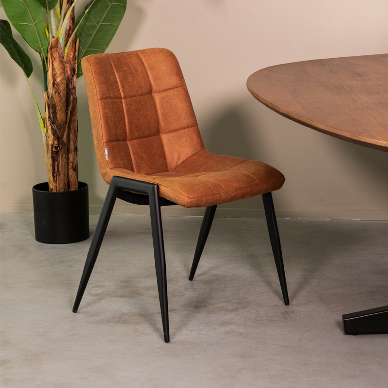 Eetkamerstoel I_Noor - Cognac - Marron - Micro Suede - Modern - LABEL51