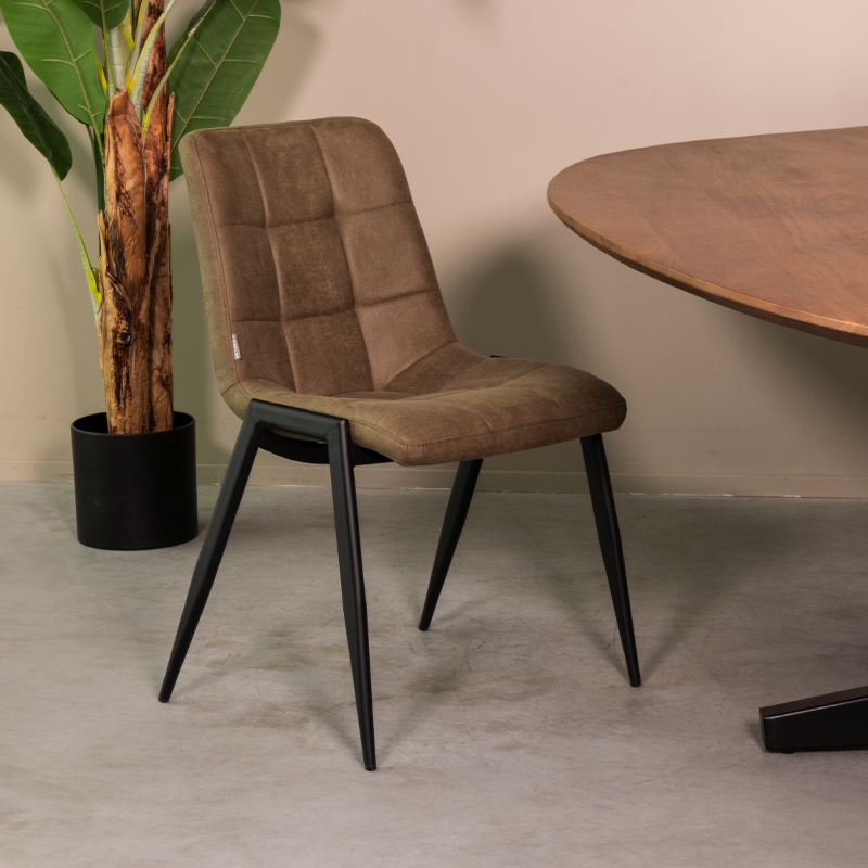 Eetkamerstoel I_Noor - Moss - Vert - Micro Suede - Modern - LABEL51