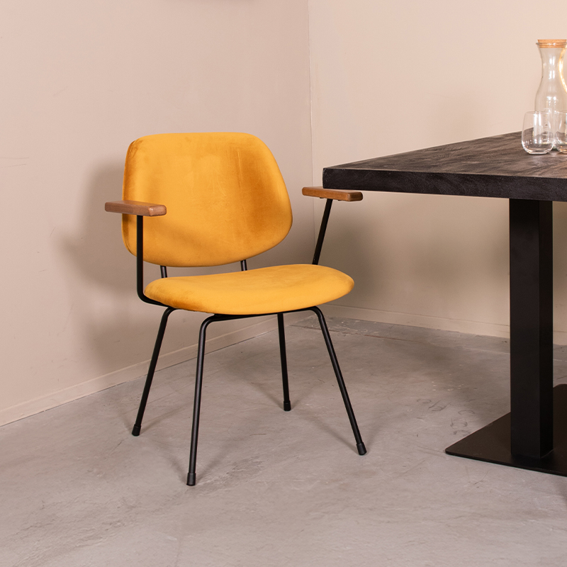 Eetkamerstoel I_Gastron - Ocre - Jaune - Velours - LABEL51