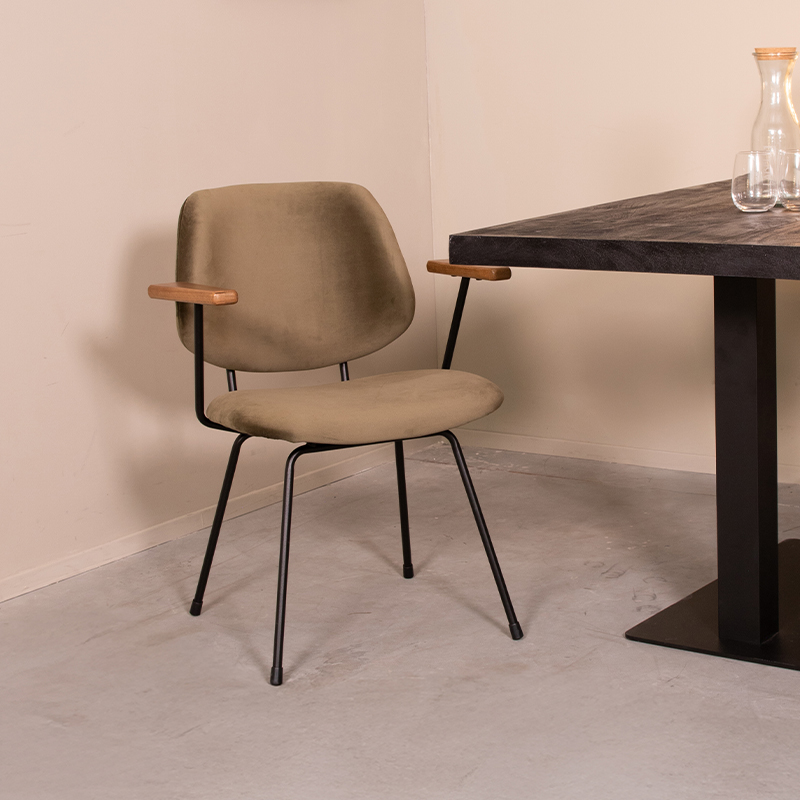 Eetkamerstoel I_Gastron - Hunter - Vert - Velours - Industrieel - LABEL51