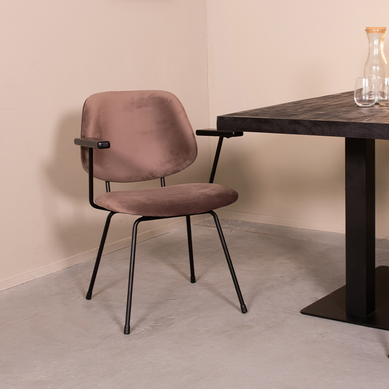 Eetkamerstoel I_Gastron - Taupe - Marron - Velours - Landelijk - LABEL51