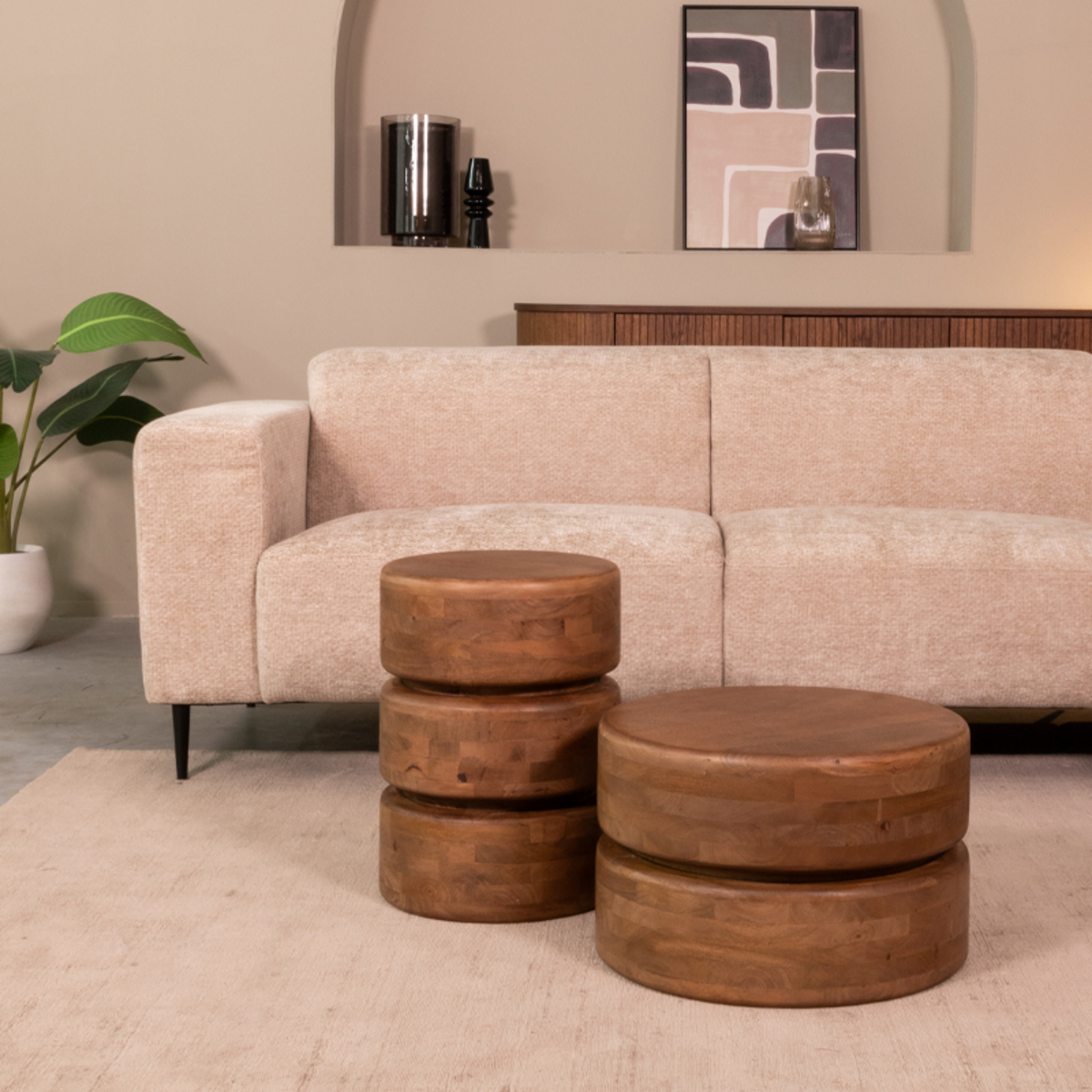 Bijzettafel I_Milly - Nature Smooth - Marron - Bois de mangue - Landelijk - LABEL51