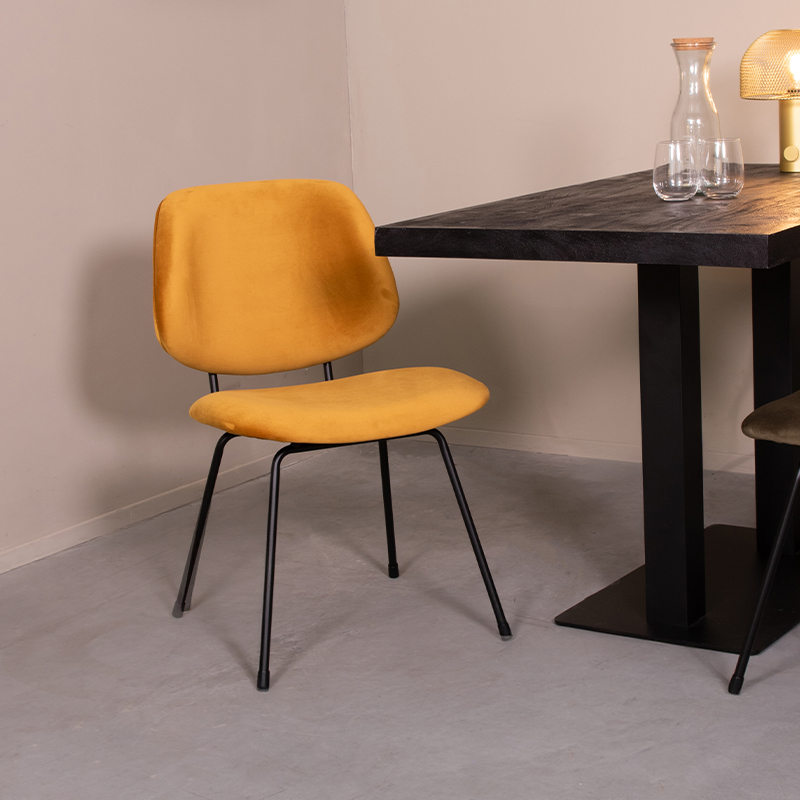 Eetkamerstoel I_Bello - Ocre - Jaune - Velours - LABEL51