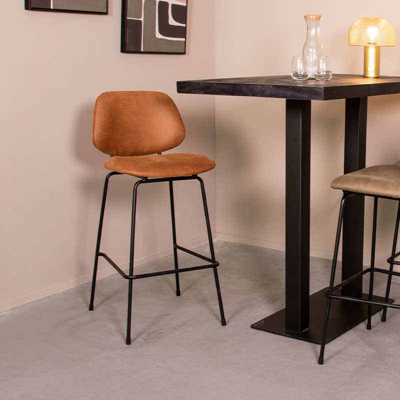 Tabourets de bar I_Bello - Cognac - Marron - Micro Suede - Modern - LABEL51