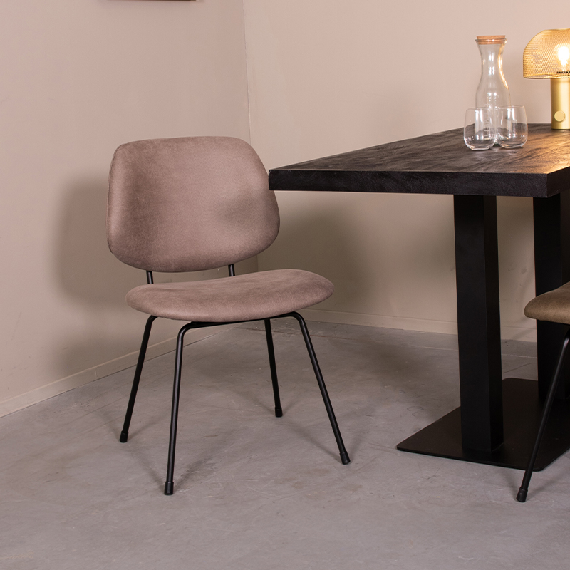 Eetkamerstoel I_Bello - Taupe - Marron - Micro Suede - Modern - LABEL51