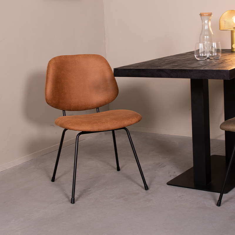 Eetkamerstoel I_Bello - Cognac - Marron - Micro Suede - Modern - LABEL51