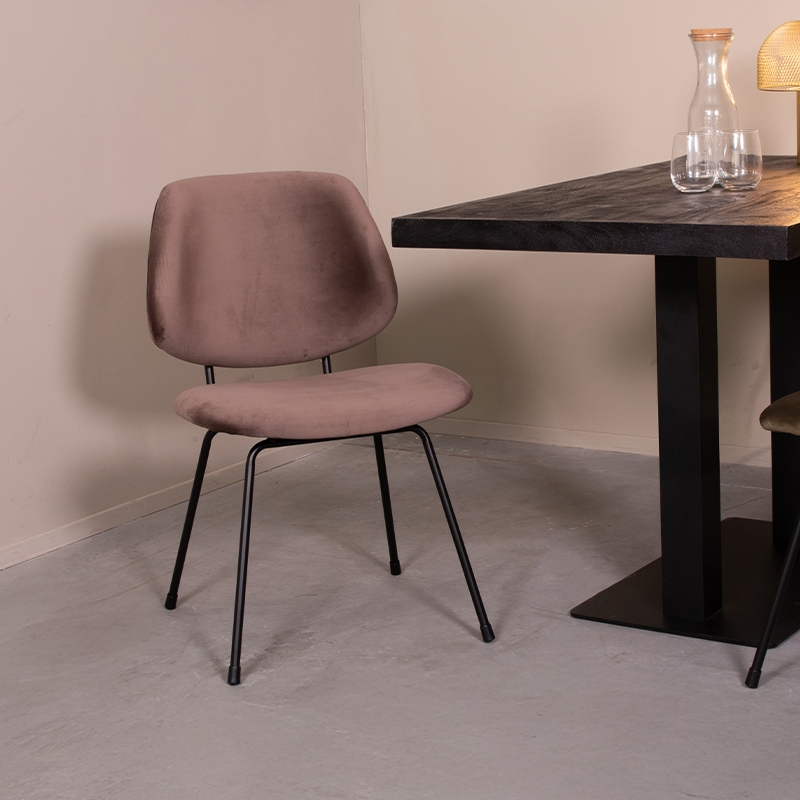 Eetkamerstoel I_Bello - Taupe - Marron - Velours - Landelijk - LABEL51