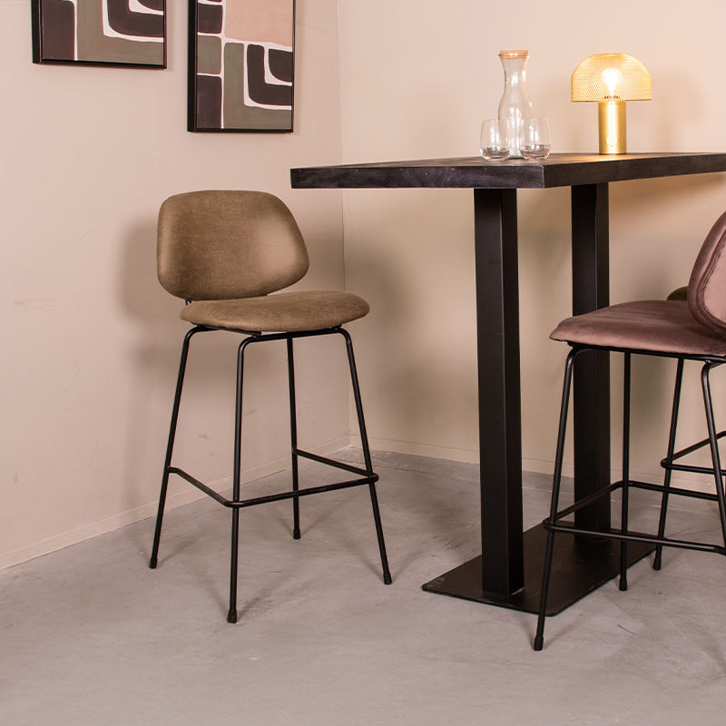 Barkruk I_Bello - Hoog - Moss - Vert - Micro Suede - Modern - LABEL51