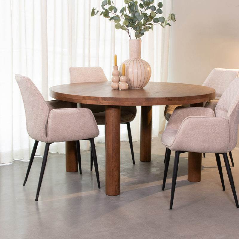 Eetkamertafel I_Elly - Nature Smooth - Marron - Bois de mangue - Landelijk - LABEL51