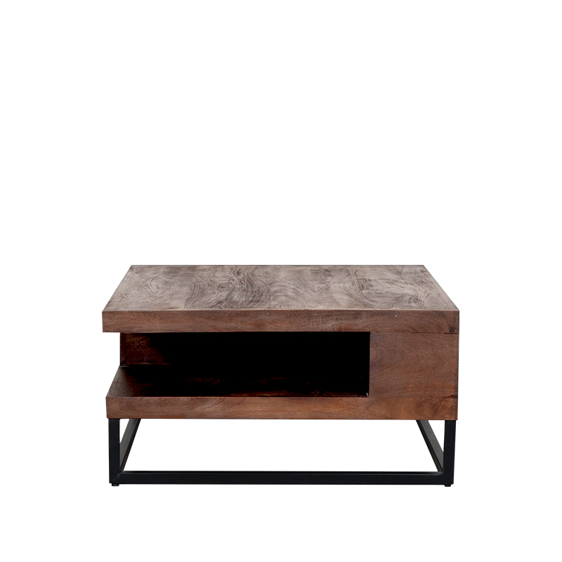 Salontafel I_Cube - Nature Smooth - Marron - Bois de mangue - Landelijk - LABEL51