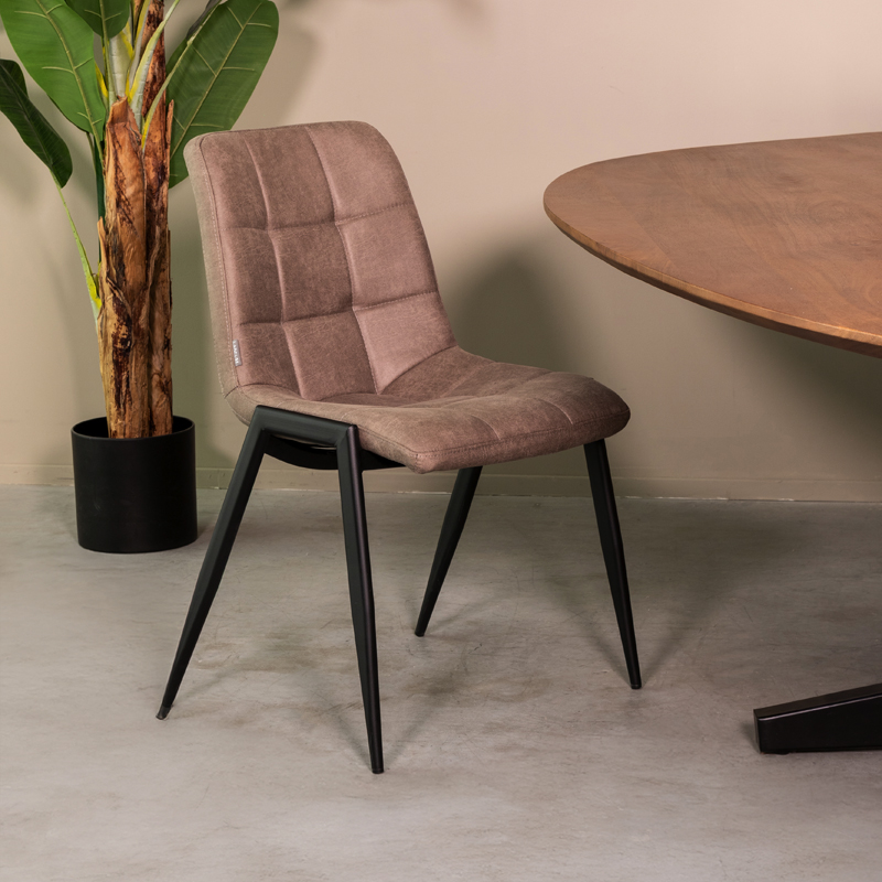 Eetkamerstoel I_Noor - Taupe - Marron - Micro Suede - Modern - LABEL51